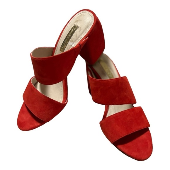 Louise et Cie Lo-Kala Red Suede Leather Heeled Strappy Slide Sandals Size 5 M - Picture 12 of 13